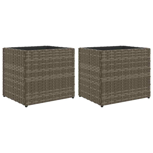 Garden Planters 2 pcs Grey 36x30x32 cm Poly Rattan Garden Planters 2 pcs Grey 36x30x32 cm Poly Rattan