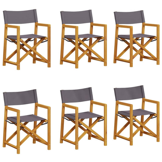 6 Piece Folding Garden Chairs Dark Grey Fabric 6 Piece Folding Garden Chairs Dark Grey Fabric