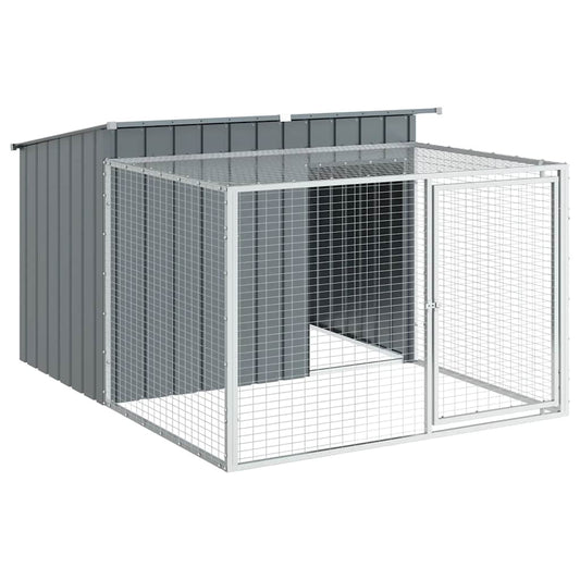 Dog House with Run Anthracite 153x194x110 cm Galvanised Steel Dog House with Run Anthracite 153x194x110 cm Galvanised Steel