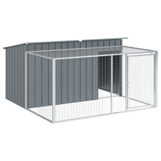 Dog House with Run Anthracite 197x194x110 cm Galvanised Steel Dog House with Run Anthracite 197x194x110 cm Galvanised Steel