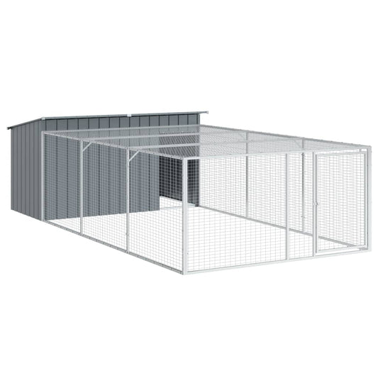 Dog House with Run Anthracite 197x396x110 cm Galvanised Steel Dog House with Run Anthracite 197x396x110 cm Galvanised Steel