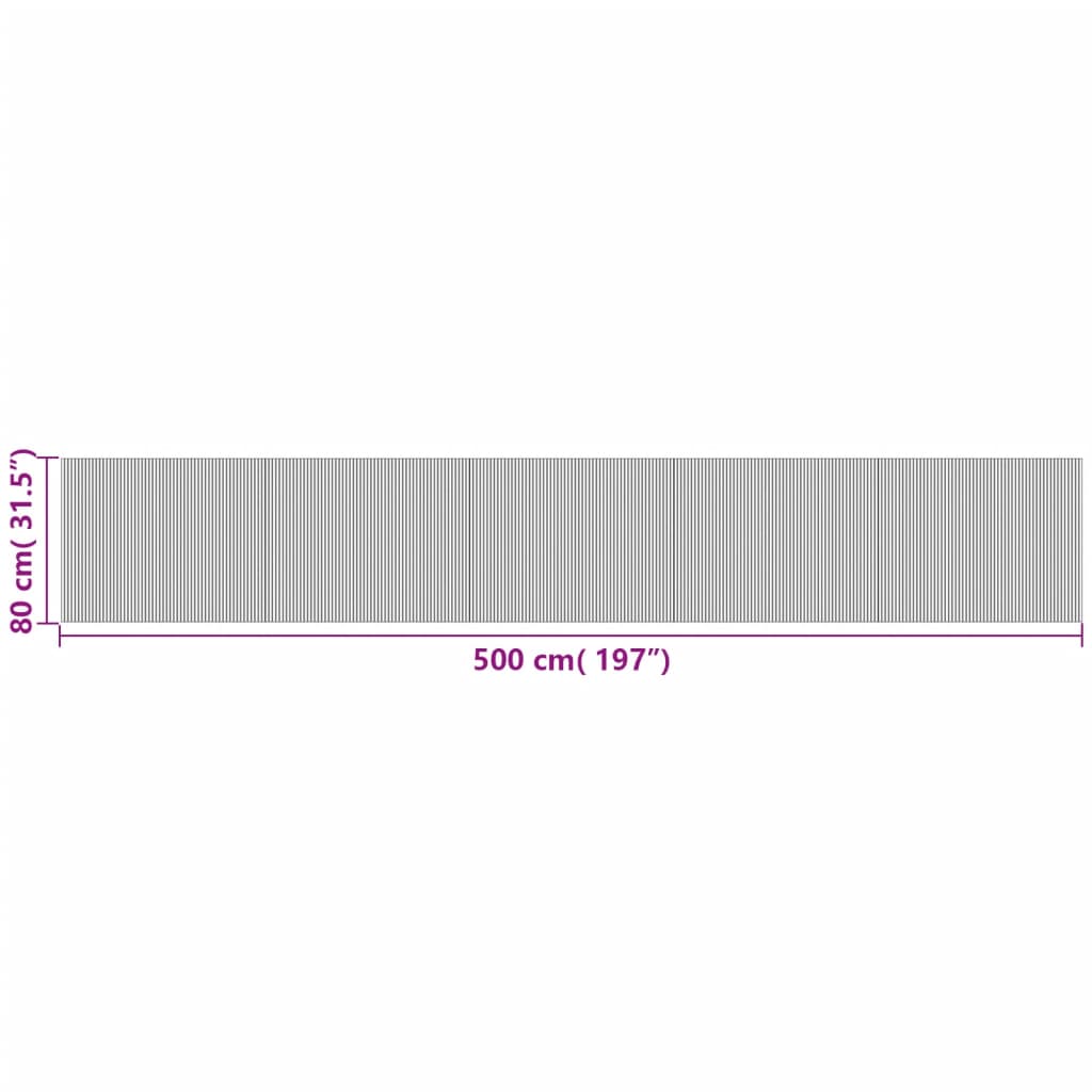 Rug | Black | Bamboo, Polypropylene | 80x500 cm | Non-slip | Rug