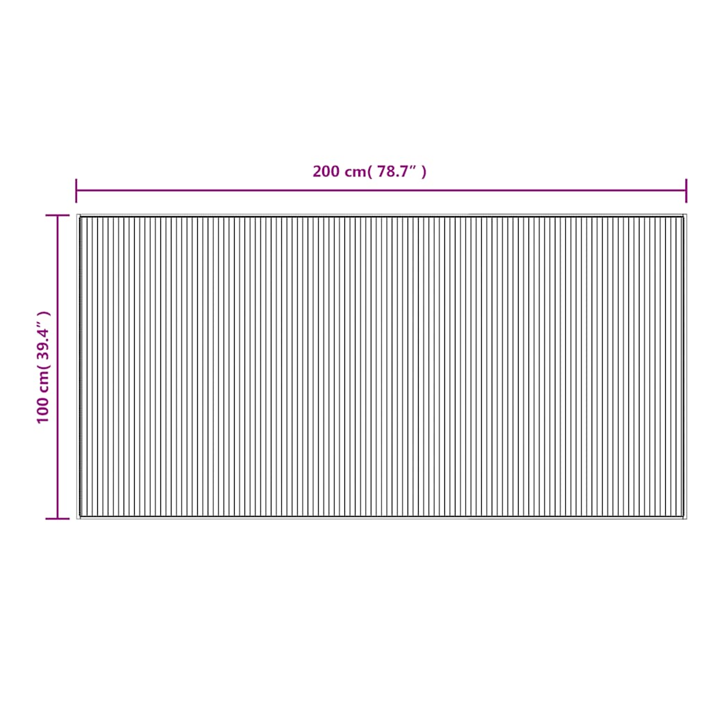 Rug Rectangular Brown 100x200 cm Bamboo