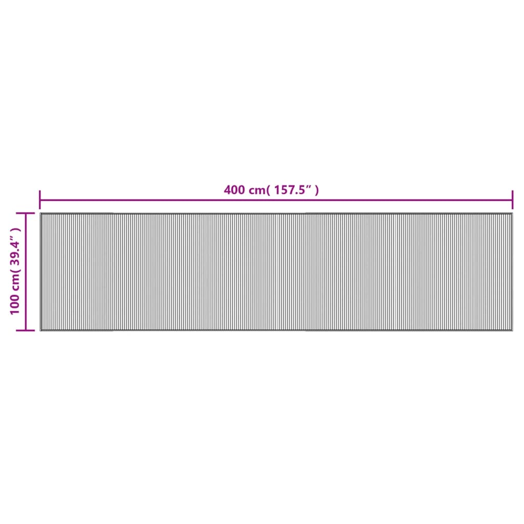 Rug Rectangular Light Natural 100x400 cm Bamboo