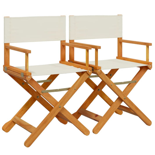 Folding Director Chairs 2 pcs Cream White Fabric Folding Director Chairs 2 pcs Cream White Fabric