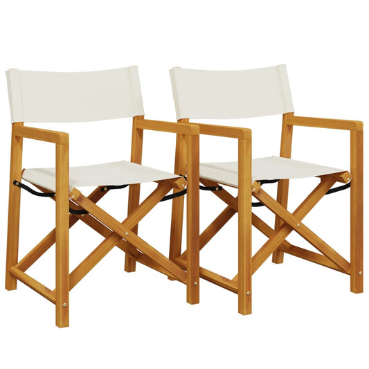 Folding Director Chairs 2 pcs Cream White Fabric Folding Director Chairs 2 pcs Cream White Fabric