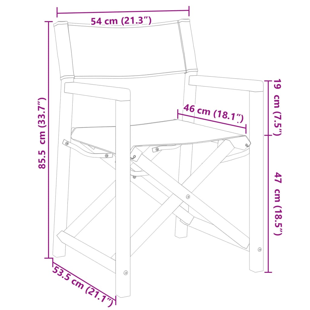 Folding Director Chairs 2 pcs Cream White Fabric