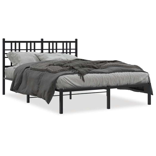 Metal Bed Frame without Mattress with Headboard Black 120x200cm Metal Bed Frame without Mattress with Headboard Black 120x200cm