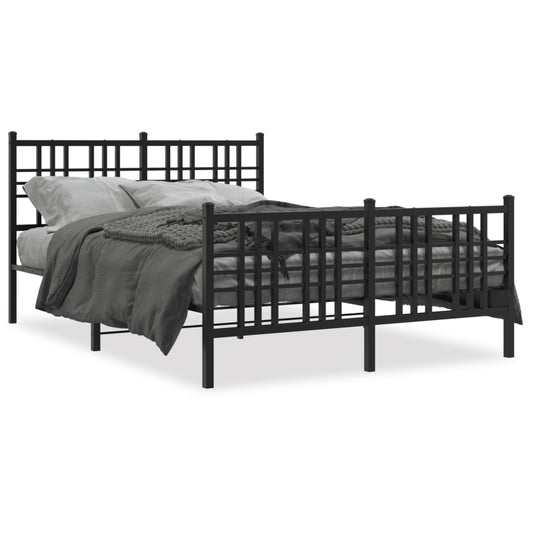 Metal Bed Frame without Mattress with Footboard Black 137x190cm Metal Bed Frame without Mattress with Footboard Black 137x190cm