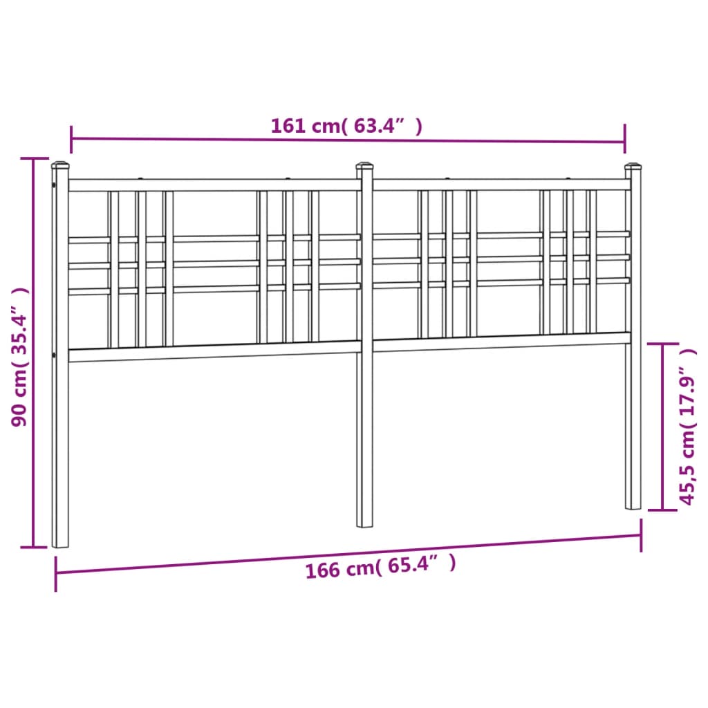 Metal Replace Headboard Black 160cm