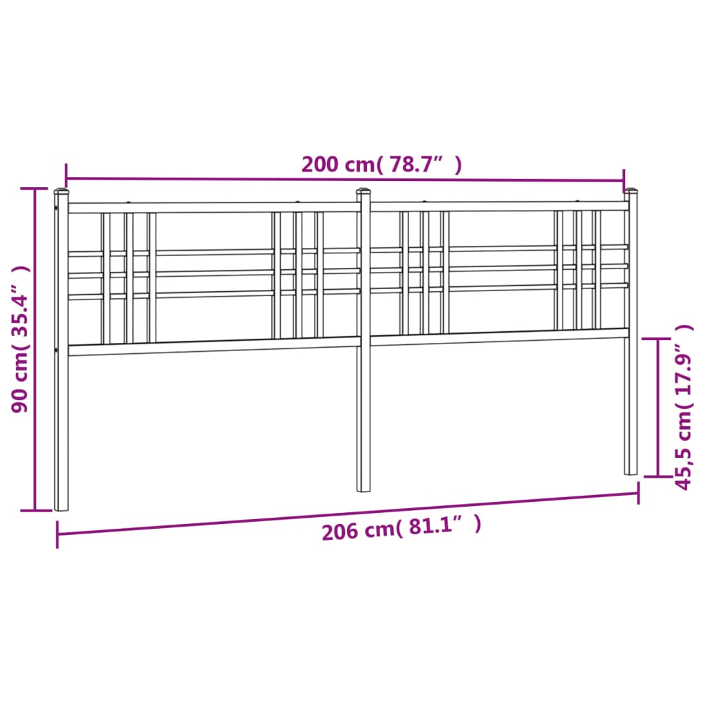 Metal Replace Headboard Black 200cm