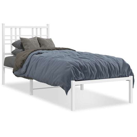 Metal Bed Frame without Mattress with Headboard White 75x190cm Metal Bed Frame without Mattress with Headboard White 75x190cm