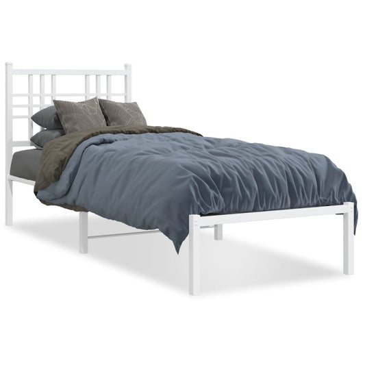 Metal Bed Frame without Mattress with Headboard White 80x200cm Metal Bed Frame without Mattress with Headboard White 80x200cm