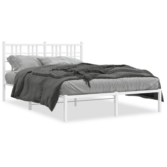 Metal Bed Frame without Mattress with Headboard White 120x200cm Metal Bed Frame without Mattress with Headboard White 120x200cm
