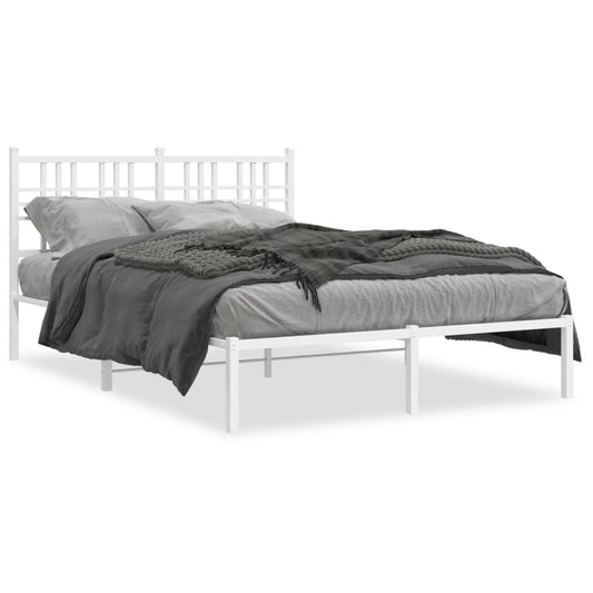 Metal Bed Frame without Mattress with Headboard White 140x200cm Metal Bed Frame without Mattress with Headboard White 140x200cm