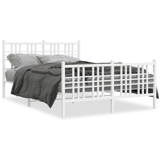 Metal Bed Frame without Mattress with Footboard White 137x190cm Metal Bed Frame without Mattress with Footboard White 137x190cm