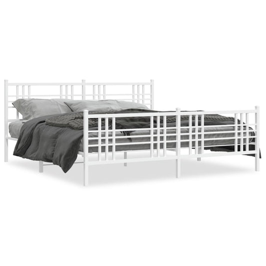 Metal Bed Frame without Mattress with Footboard White 180x200cm Metal Bed Frame without Mattress with Footboard White 180x200cm