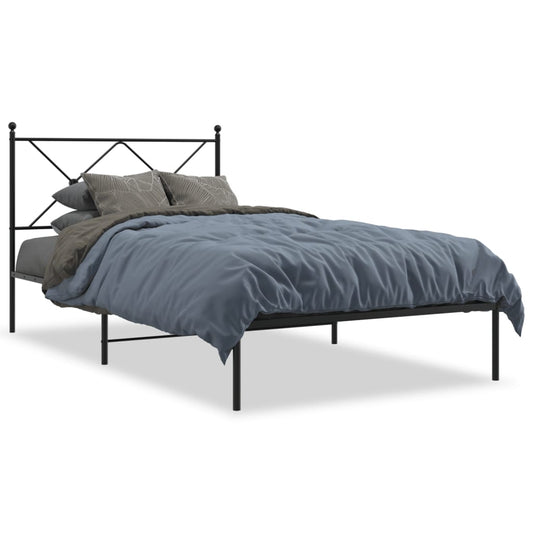 Metal Bed Frame without Mattress with Headboard Black 100x200cm Metal Bed Frame without Mattress with Headboard Black 100x200cm