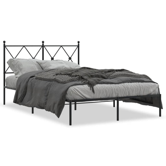 Metal Bed Frame without Mattress with Headboard Black 120x190cm Metal Bed Frame without Mattress with Headboard Black 120x190cm