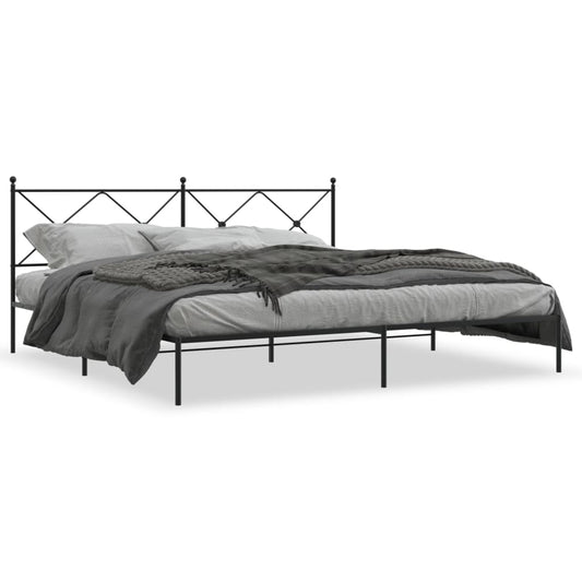 Metal Bed Frame without Mattress with Headboard Black 200x200cm Metal Bed Frame without Mattress with Headboard Black 200x200cm