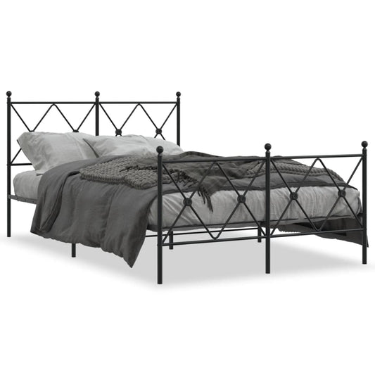 Metal Bed Frame without Mattress with Footboard Black 120x200cm Metal Bed Frame without Mattress with Footboard Black 120x200cm