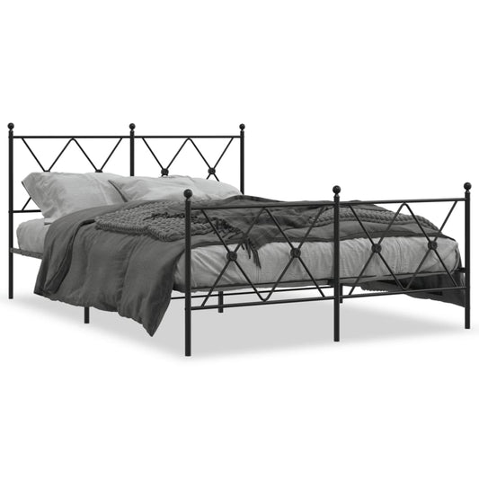Metal Bed Frame without Mattress with Footboard Black 140x190cm Metal Bed Frame without Mattress with Footboard Black 140x190cm