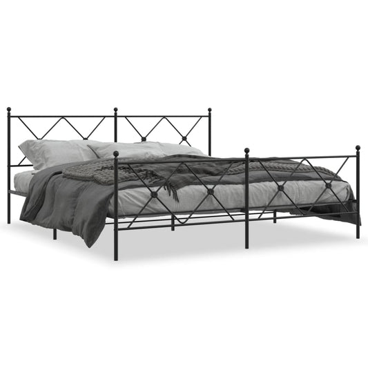 Metal Bed Frame without Mattress with Footboard Black 183x213cm Metal Bed Frame without Mattress with Footboard Black 183x213cm