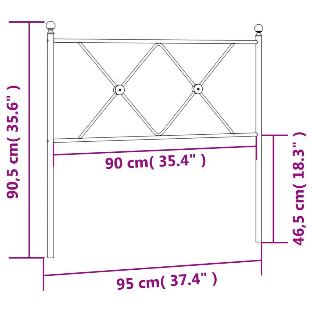 Metal Replace Headboard Black 90cm