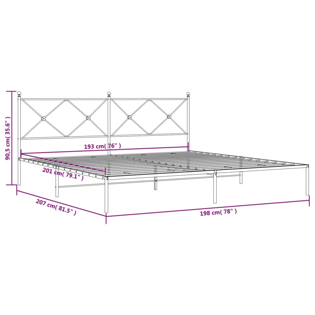 Bed Frame | White | Powder-Coated Steel | Double | Bed Frame