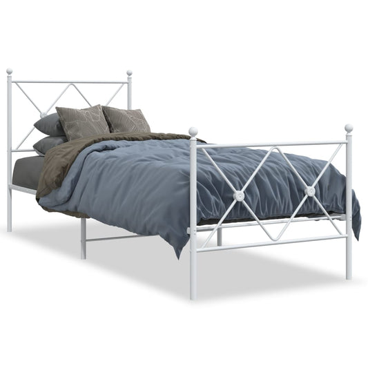 Metal Bed Frame without Mattress with Footboard White 80x200cm Metal Bed Frame without Mattress with Footboard White 80x200cm
