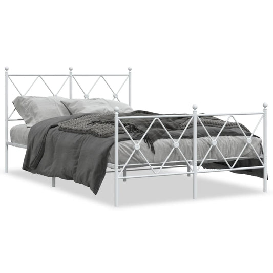 Metal Bed Frame without Mattress with Footboard White 120x190cm Metal Bed Frame without Mattress with Footboard White 120x190cm