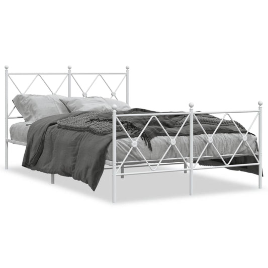 Metal Bed Frame without Mattress with Footboard White 120x200cm Metal Bed Frame without Mattress with Footboard White 120x200cm