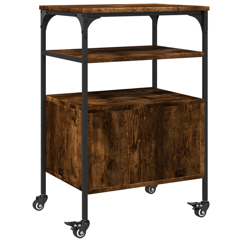 Printer Stand 3-Tier Smoked Oak 50x40x76 cm Engineered Wood
