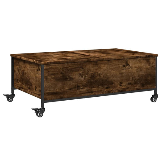 Coffee Table with Wheels Smoked Oak 91x55x34 cm Engineered Wood Coffee Table with Wheels Smoked Oak 91x55x34 cm Engineered Wood