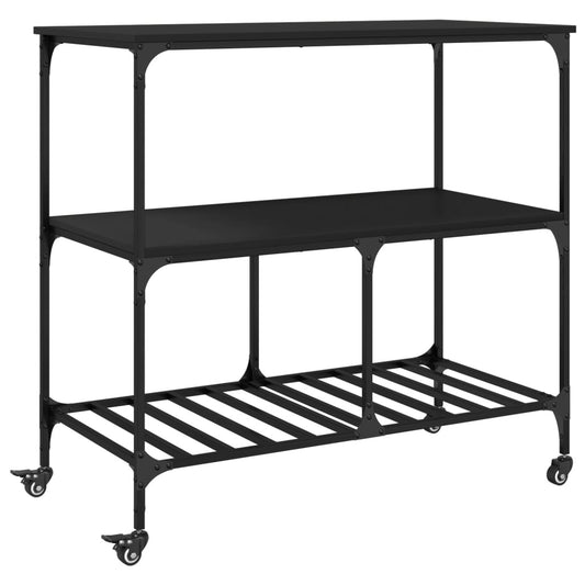 Kitchen Trolley Black 100x50x95 cm Engineered Wood Kitchen Trolley Black 100x50x95 cm Engineered Wood