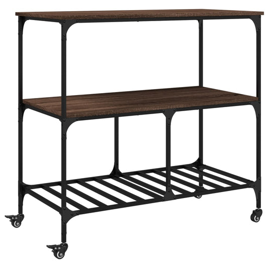 Kitchen Trolley Brown Oak 100x50x95 cm Engineered Wood Kitchen Trolley Brown Oak 100x50x95 cm Engineered Wood