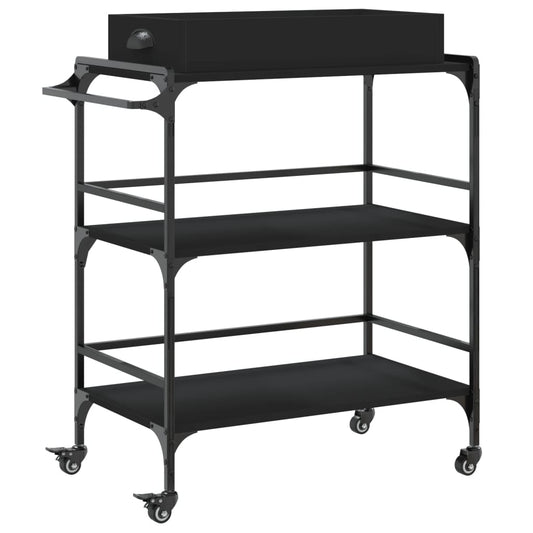 Kitchen Trolley Black 81,5x41x92,5 cm Engineered Wood Kitchen Trolley Black 81,5x41x92,5 cm Engineered Wood