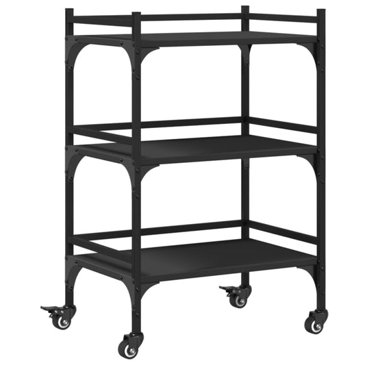 Kitchen Trolley Black 50x35x75.5 cm Engineered Wood Kitchen Trolley Black 50x35x75.5 cm Engineered Wood