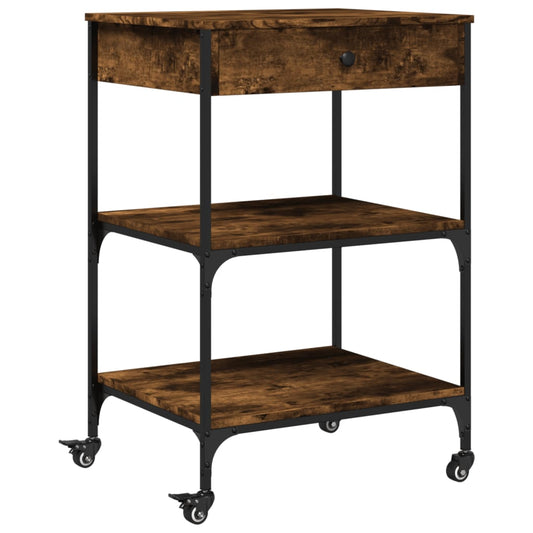 Kitchen Trolley Smoked Oak 60x48x89,5 cm Engineered Wood Kitchen Trolley Smoked Oak 60x48x89,5 cm Engineered Wood