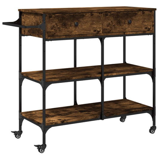 Kitchen Trolley Smoked Oak 105x42x95 cm Engineered Wood Kitchen Trolley Smoked Oak 105x42x95 cm Engineered Wood