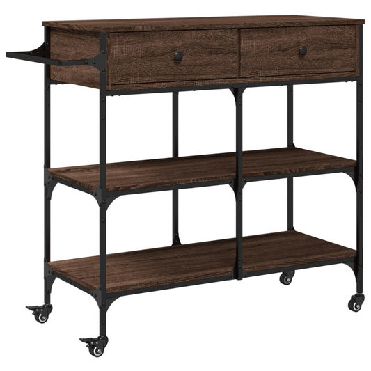 Kitchen Trolley Brown Oak 105x42x95 cm Engineered Wood Kitchen Trolley Brown Oak 105x42x95 cm Engineered Wood