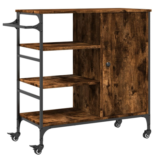 Kitchen Trolley Smoked Oak 87.5x38.5x84.5 cm Engineered Wood Kitchen Trolley Smoked Oak 87.5x38.5x84.5 cm Engineered Wood