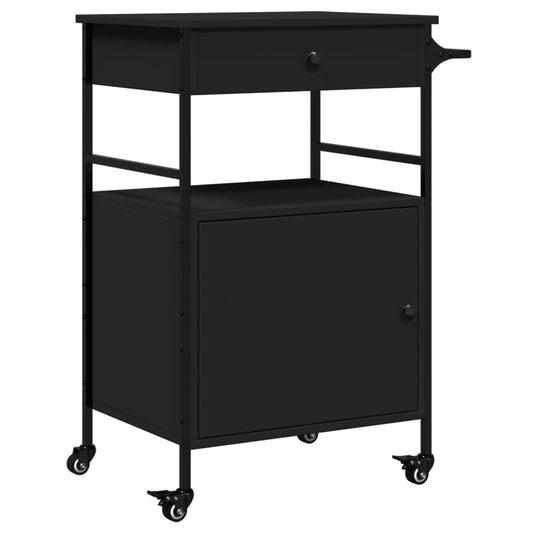Kitchen Trolley Black 56x43x89,5 cm Engineered Wood Kitchen Trolley Black 56x43x89,5 cm Engineered Wood