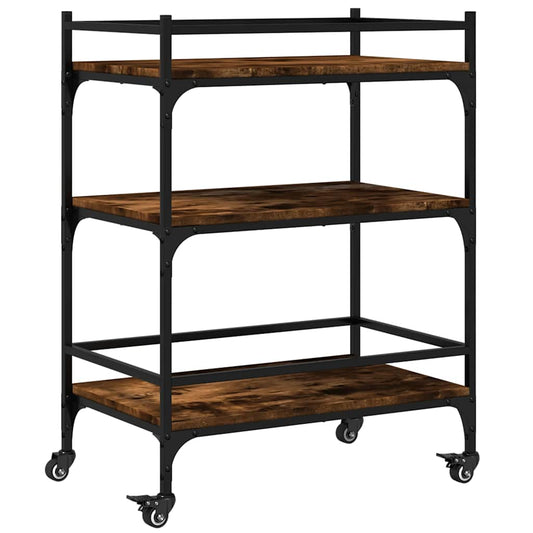 Kitchen Trolley Smoked Oak 65x40x86,5 cm Engineered Wood Kitchen Trolley Smoked Oak 65x40x86,5 cm Engineered Wood