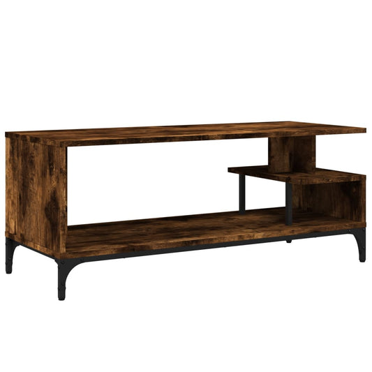 TV Cabinet Smoked Oak 102x40x41 cm Engineered Wood and Powder-coated Steel TV Cabinet Smoked Oak 102x40x41 cm Engineered Wood and Powder-coated Steel