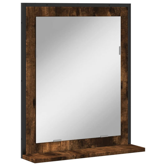 Bathroom Mirror with Shelf Smoked Oak 50x12x60 cm Engineered Wood Bathroom Mirror with Shelf Smoked Oak 50x12x60 cm Engineered Wood