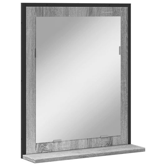 Bathroom Mirror with Shelf Grey Sonoma 50x12x60 cm Engineered Wood Bathroom Mirror with Shelf Grey Sonoma 50x12x60 cm Engineered Wood