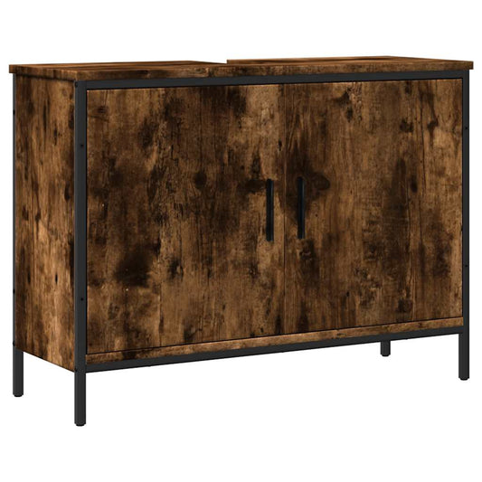 Bathroom Sink Cabinet Smoked Oak 80x30x60 cm Engineered Wood Bathroom Sink Cabinet Smoked Oak 80x30x60 cm Engineered Wood