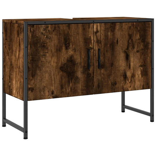 Bathroom Sink Cabinet Smoked Oak 80x33x60 cm Engineered Wood Bathroom Sink Cabinet Smoked Oak 80x33x60 cm Engineered Wood