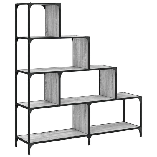 Bookcase 4-Stair Grey Sonoma 139x33,5x149 cm Engineered Wood Bookcase 4-Stair Grey Sonoma 139x33,5x149 cm Engineered Wood
